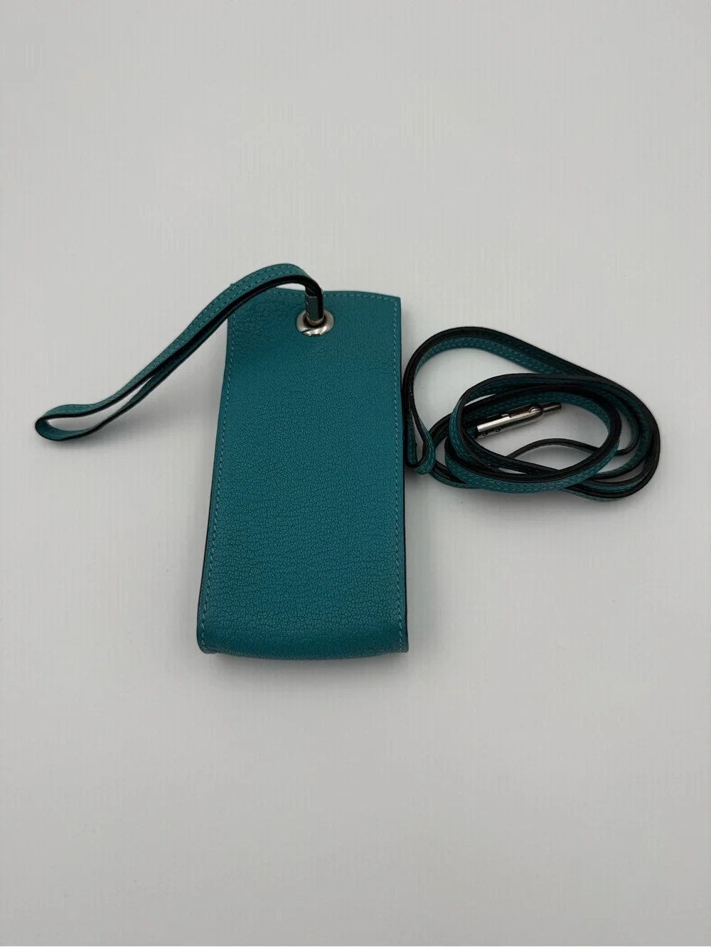 Hermès Mini Leather Pouch Bleu Paon Touret Closure 2 Straps P Square 2012